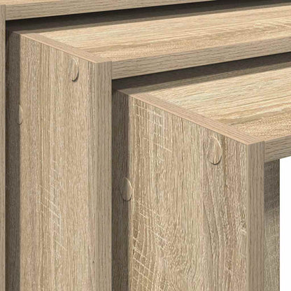 3-delige Tafeltjesset bewerkt hout sonoma eikenkleurig