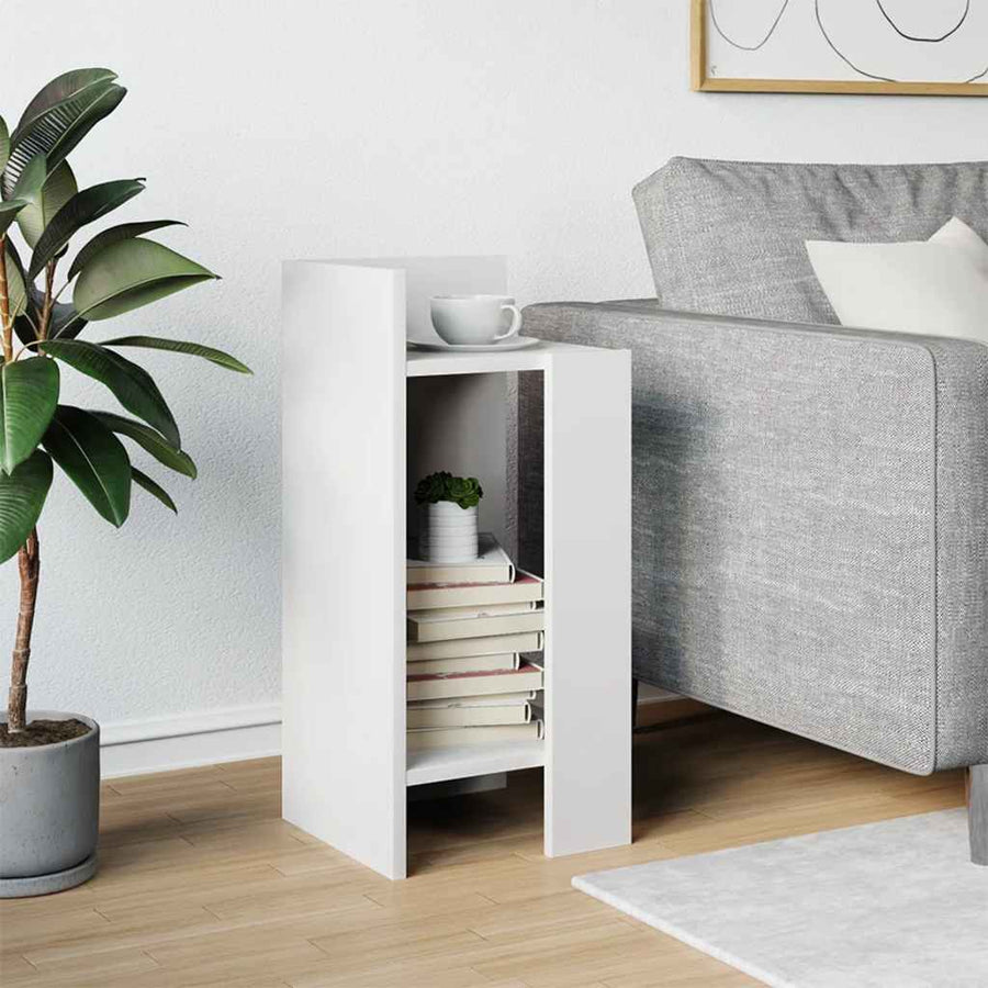 Bijzettafeltje met plank 25,5x27x60 cm wit