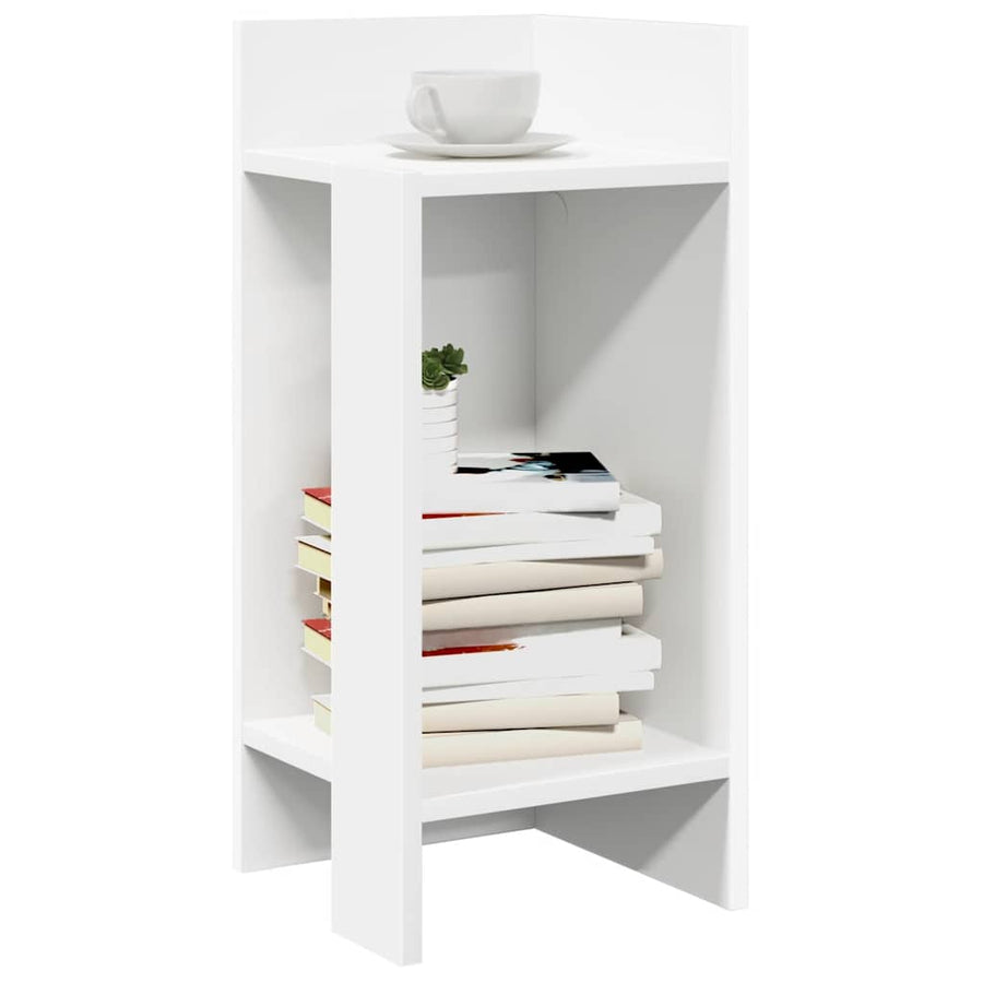 Bijzettafels 2 st met plank 25,5x27x60 cm wit