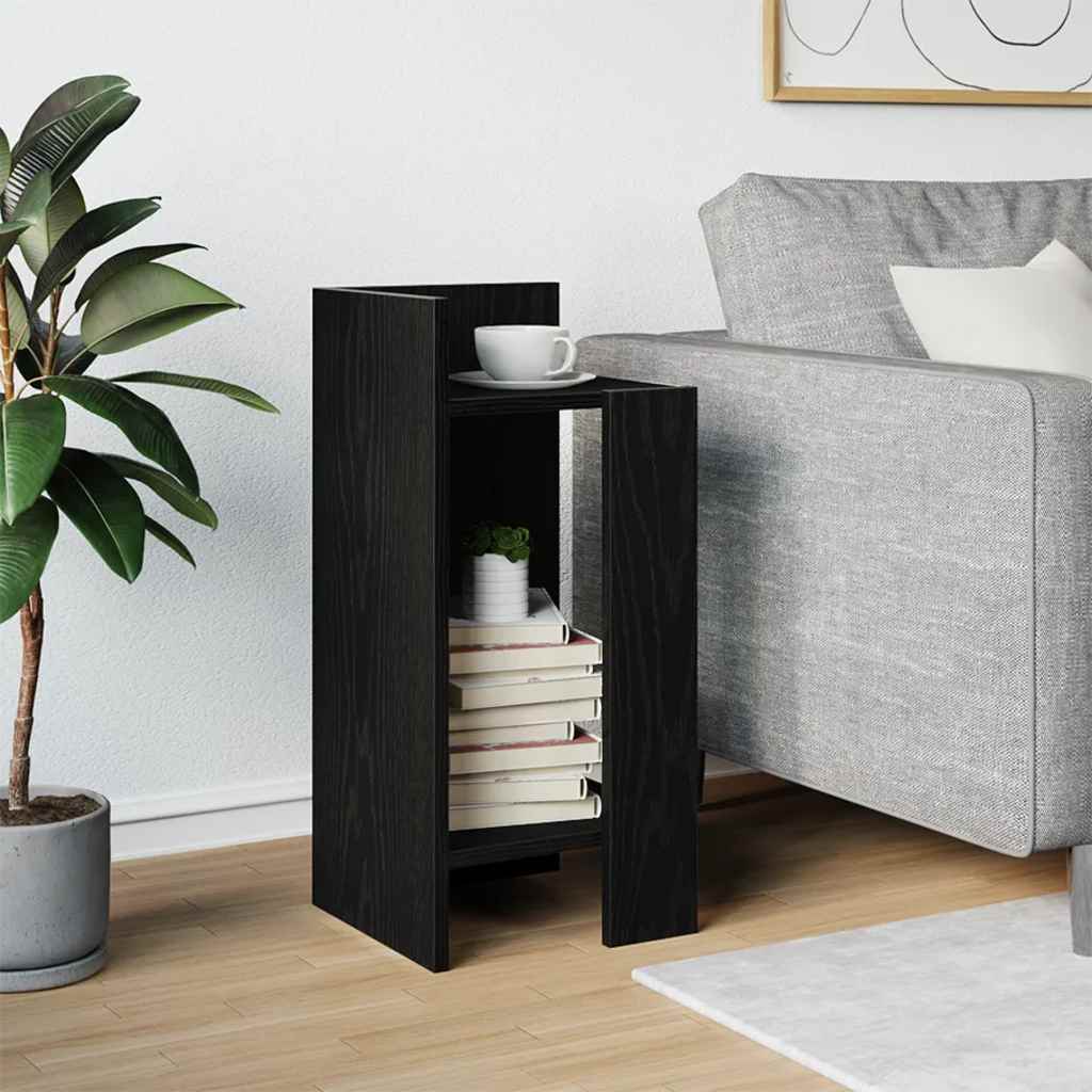 Bijzettafeltje met plank 25,5x27x60 cm zwart