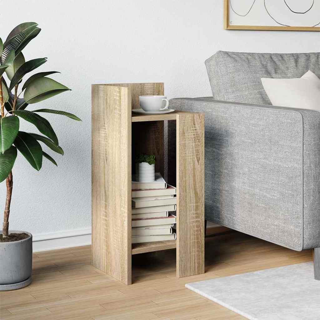 Bijzettafeltje met plank 25,5x27x60 cm sonoma eikenkleurig