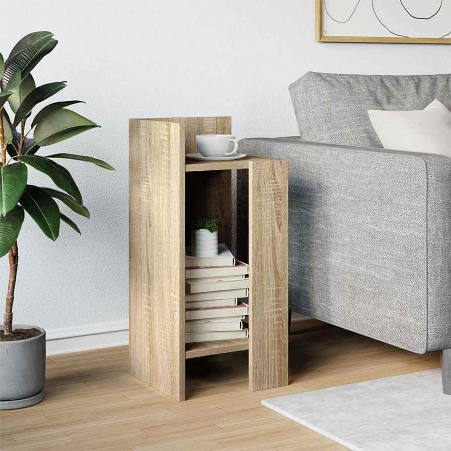 Bijzettafeltje met plank 25,5x27x60 cm sonoma eikenkleurig