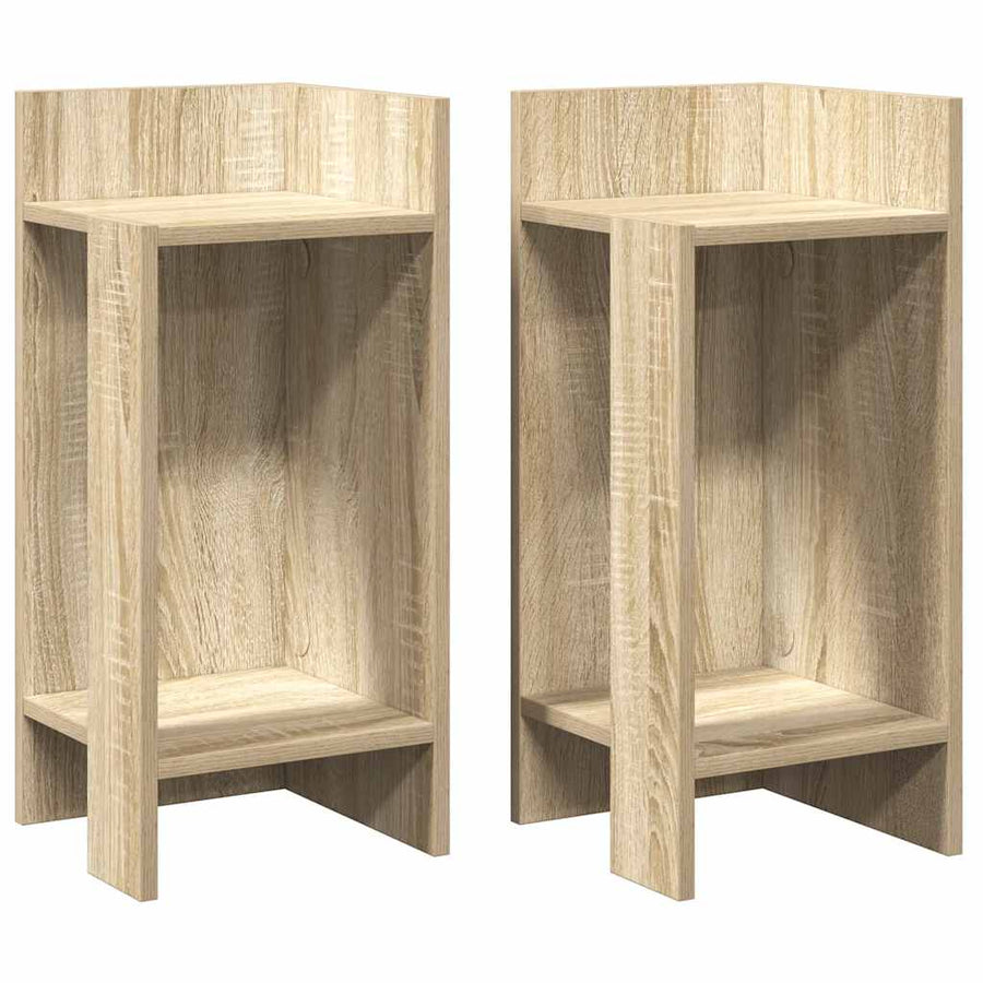 Bijzettafels 2 st met plank 25,5x27x60 cm sonoma eikenkleurig