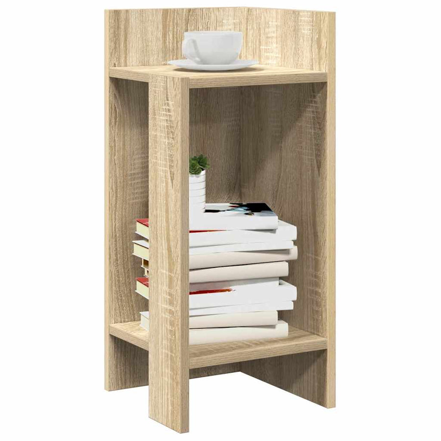Bijzettafels 2 st met plank 25,5x27x60 cm sonoma eikenkleurig