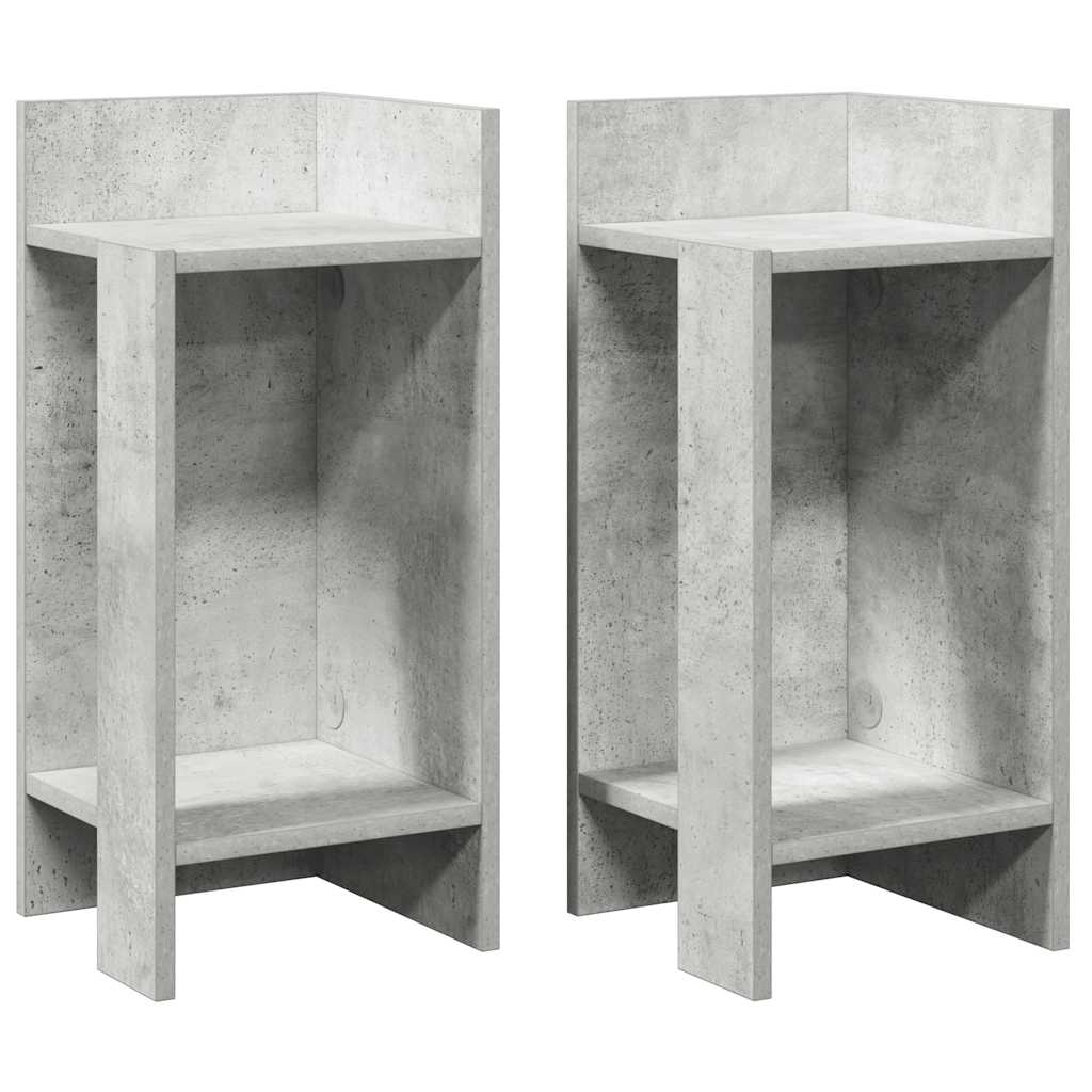 Bijzettafels 2 st met plank 25,5x27x60 cm betongrijs
