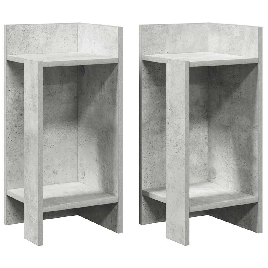 Bijzettafels 2 st met plank 25,5x27x60 cm betongrijs