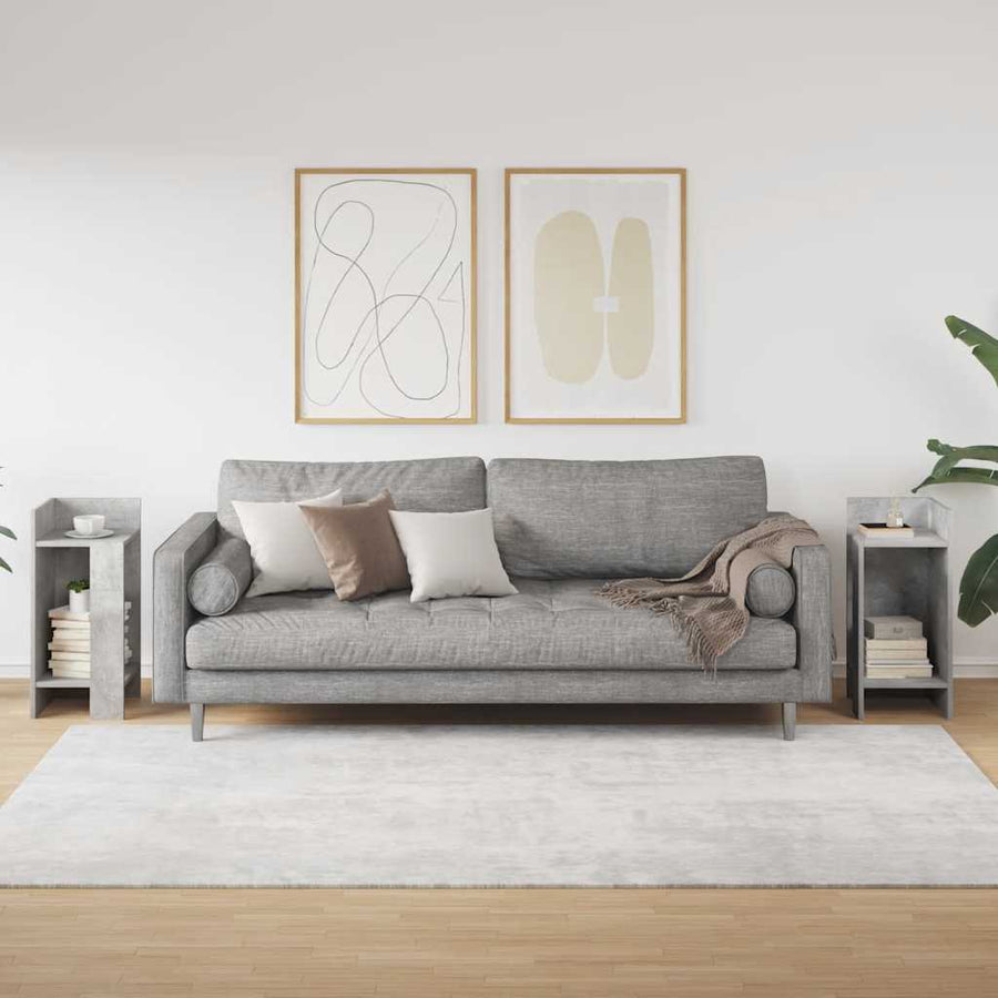 Bijzettafels 2 st met plank 25,5x27x60 cm betongrijs
