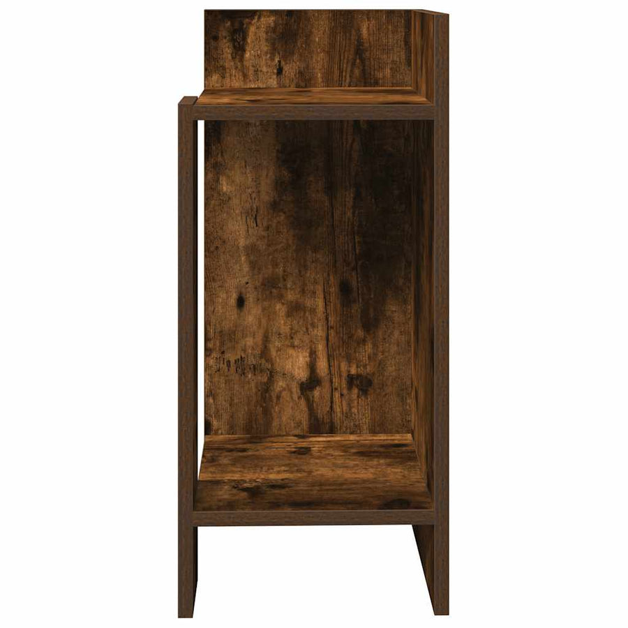 Bijzettafeltje met plank 25,5x27x60 cm gerookt eikenkleurig