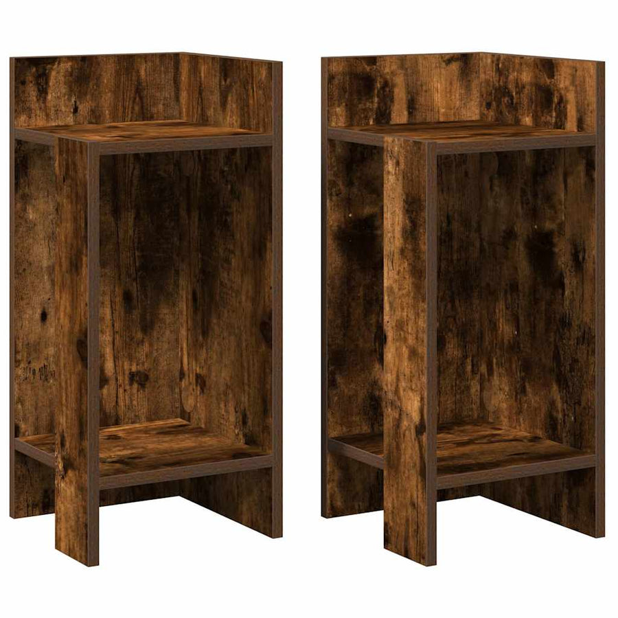 Bijzettafels 2 st met plank 25,5x27x60 cm gerookt eikenkleurig
