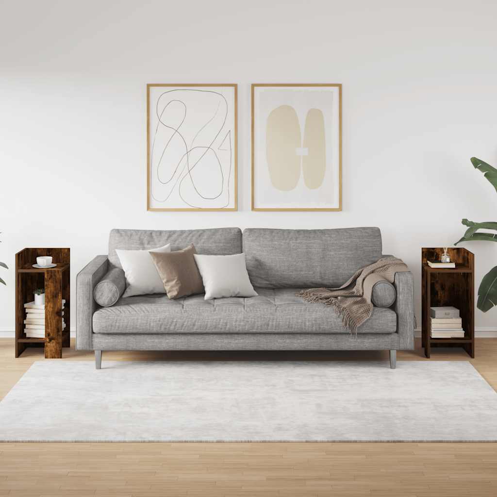 Bijzettafels 2 st met plank 25,5x27x60 cm gerookt eikenkleurig