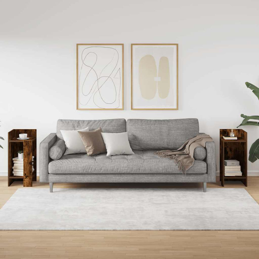 Bijzettafels 2 st met plank 25,5x27x60 cm gerookt eikenkleurig