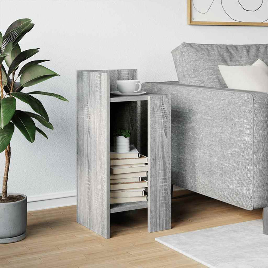 Bijzettafeltje met plank 25,5x27x60 cm grijs sonoma eikenkleur