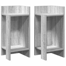 Bijzettafels 2 st met plank 25,5x27x60 cm grijs sonoma eiken