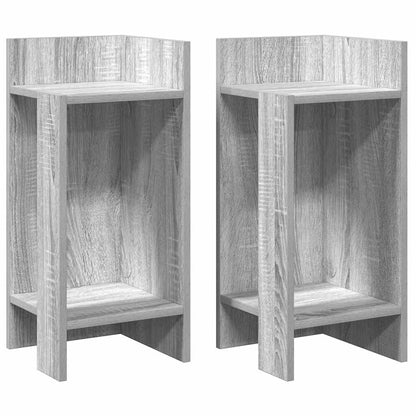 Bijzettafels 2 st met plank 25,5x27x60 cm grijs sonoma eiken
