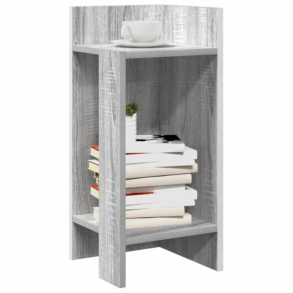 Bijzettafels 2 st met plank 25,5x27x60 cm grijs sonoma eiken