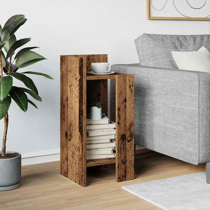 Bijzettafeltje met plank 25,5x27x60 cm oud houtkleurig