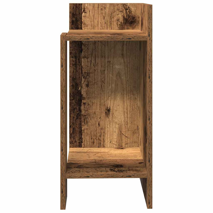 Bijzettafeltje met plank 25,5x27x60 cm oud houtkleurig