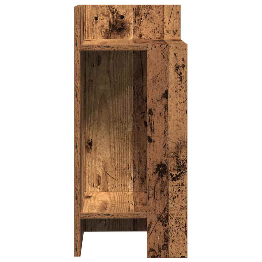 Bijzettafeltje met plank 25,5x27x60 cm oud houtkleurig