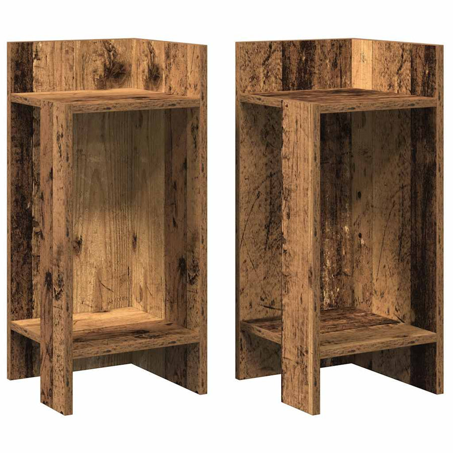 Bijzettafels 2 st met plank 25,5x27x60 cm oud houtkleurig