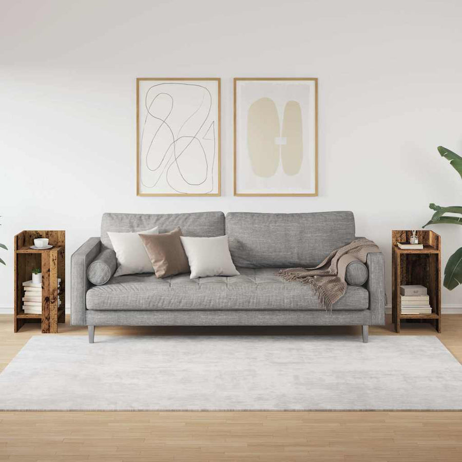 Bijzettafels 2 st met plank 25,5x27x60 cm oud houtkleurig