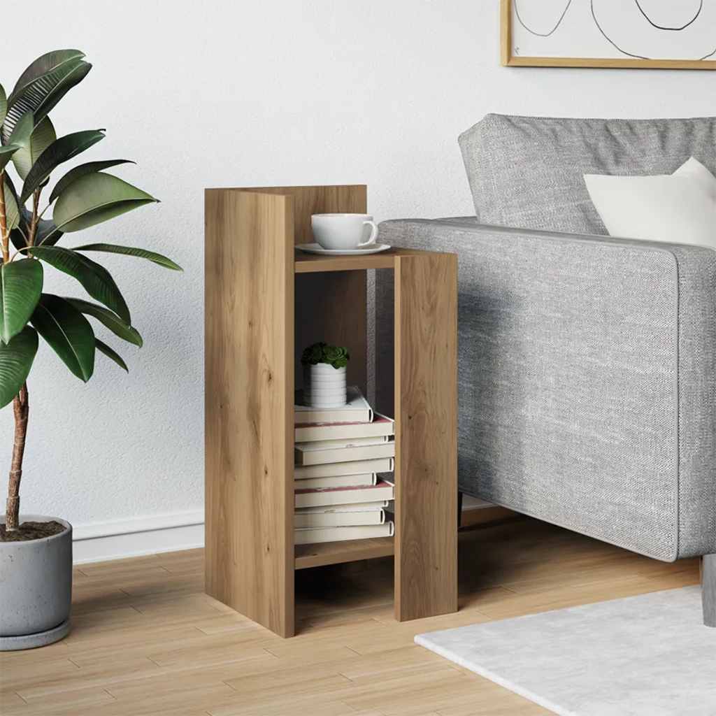 Bijzettafeltje Met Plank 25,5X27X60 Cm Artisanaal Eikenkleur 1 artisanaal eikenkleurig