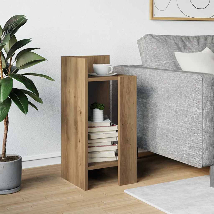 Bijzettafeltje Met Plank 25,5X27X60 Cm Artisanaal Eikenkleur 1 artisanaal eikenkleurig