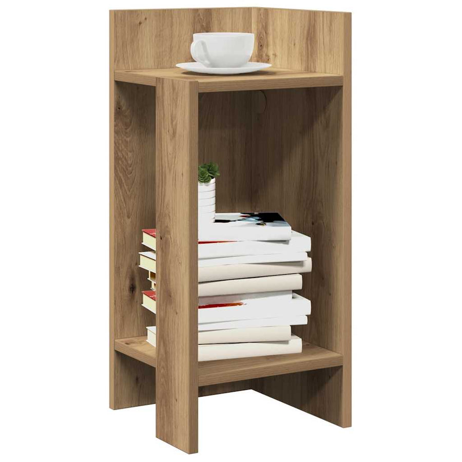Bijzettafeltje Met Plank 25,5X27X60 Cm Artisanaal Eikenkleur 1 artisanaal eikenkleurig