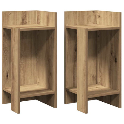 Bijzettafels 2 st met plank 25,5x27x60 cm artisanaal eikenkleur