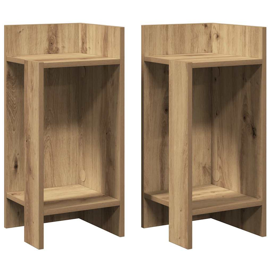 Bijzettafels 2 st met plank 25,5x27x60 cm artisanaal eikenkleur