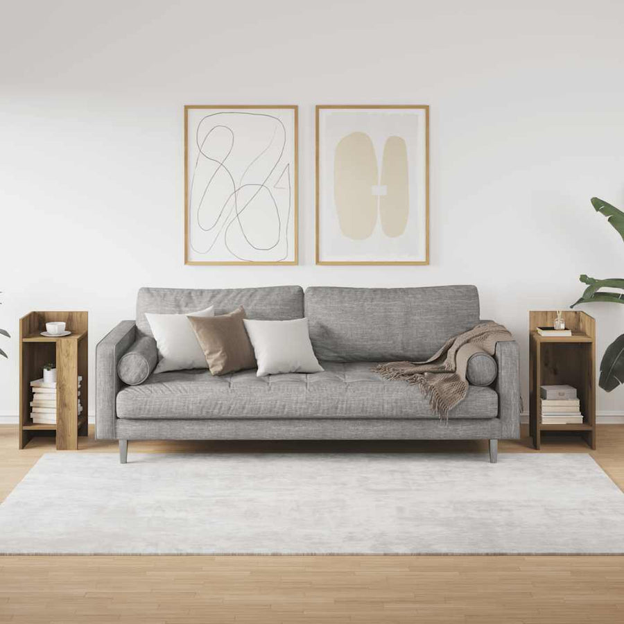 Bijzettafels 2 st met plank 25,5x27x60 cm artisanaal eikenkleur