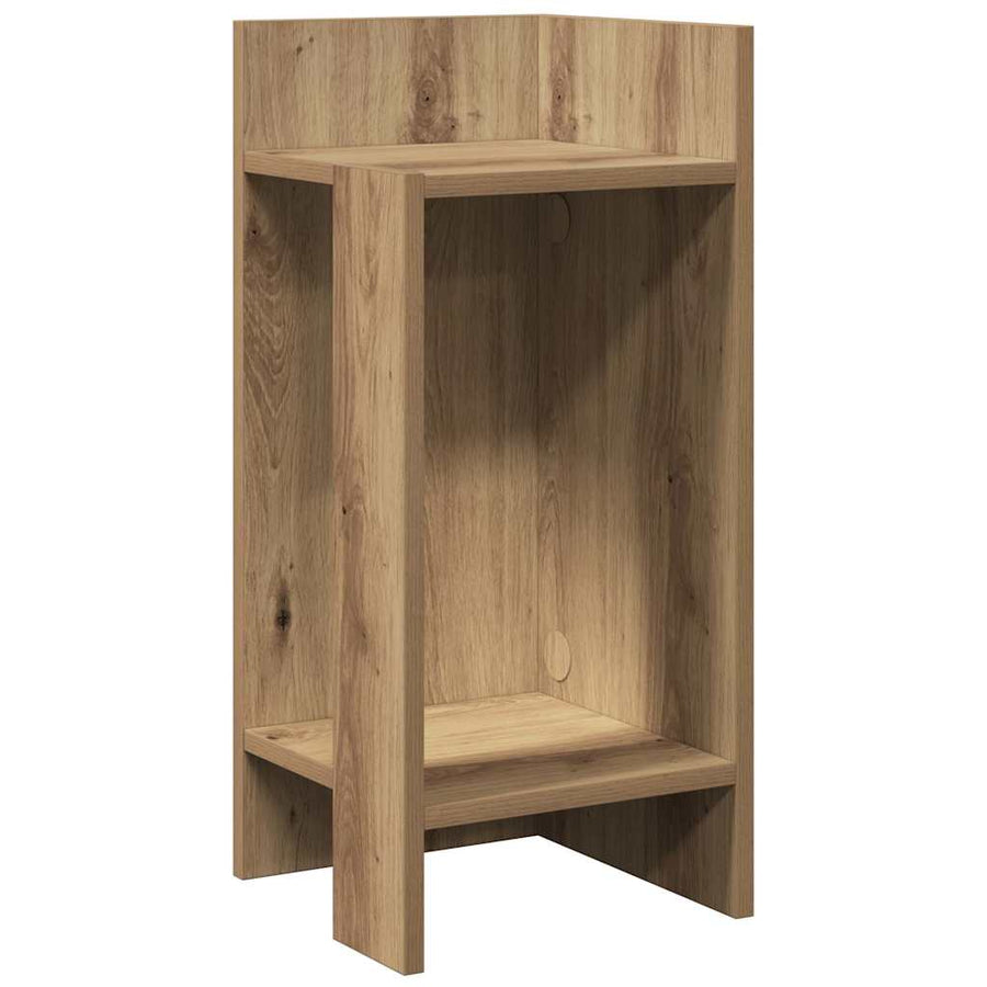 Bijzettafels 2 st met plank 25,5x27x60 cm artisanaal eikenkleur