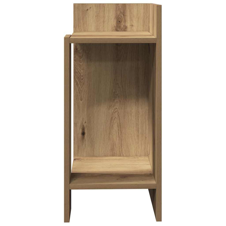 Bijzettafels 2 st met plank 25,5x27x60 cm artisanaal eikenkleur