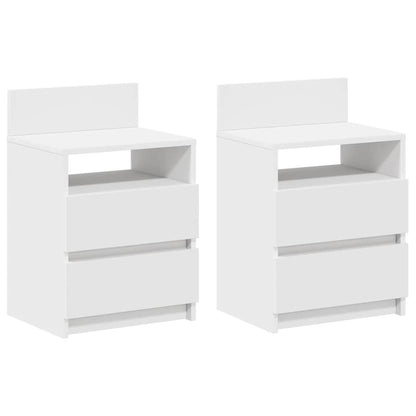 Nachtkastjes 2 st met 2 lades 40x33x60 cm wit