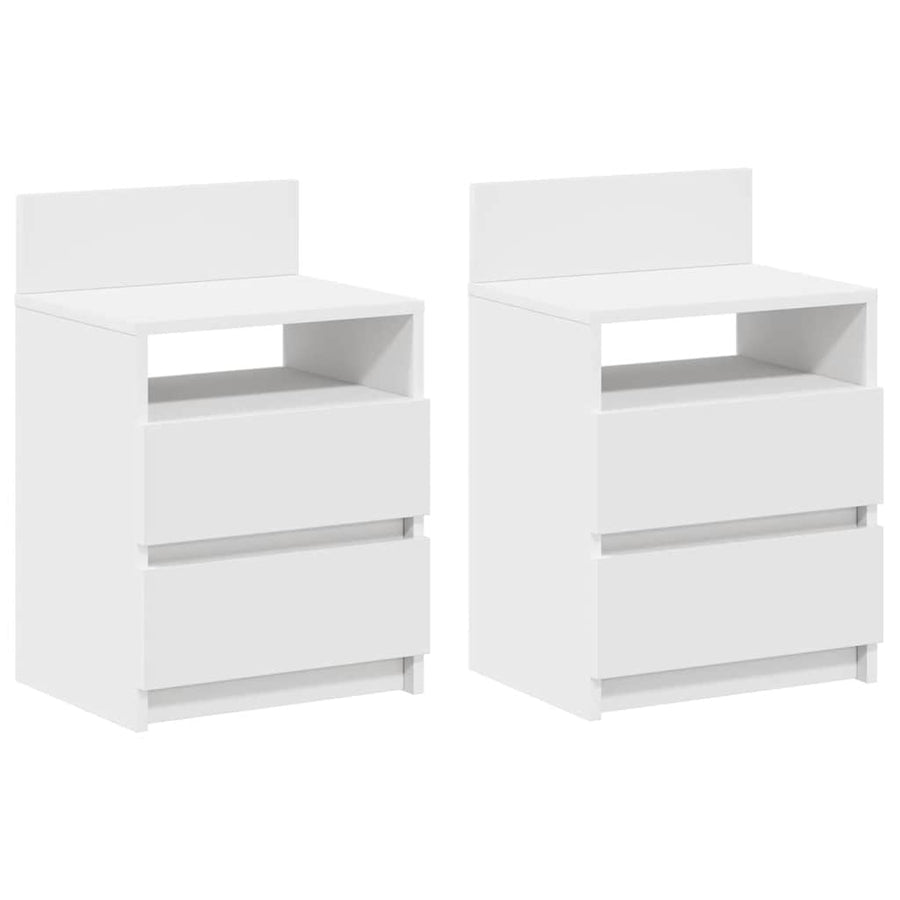 Nachtkastjes 2 st met 2 lades 40x33x60 cm wit