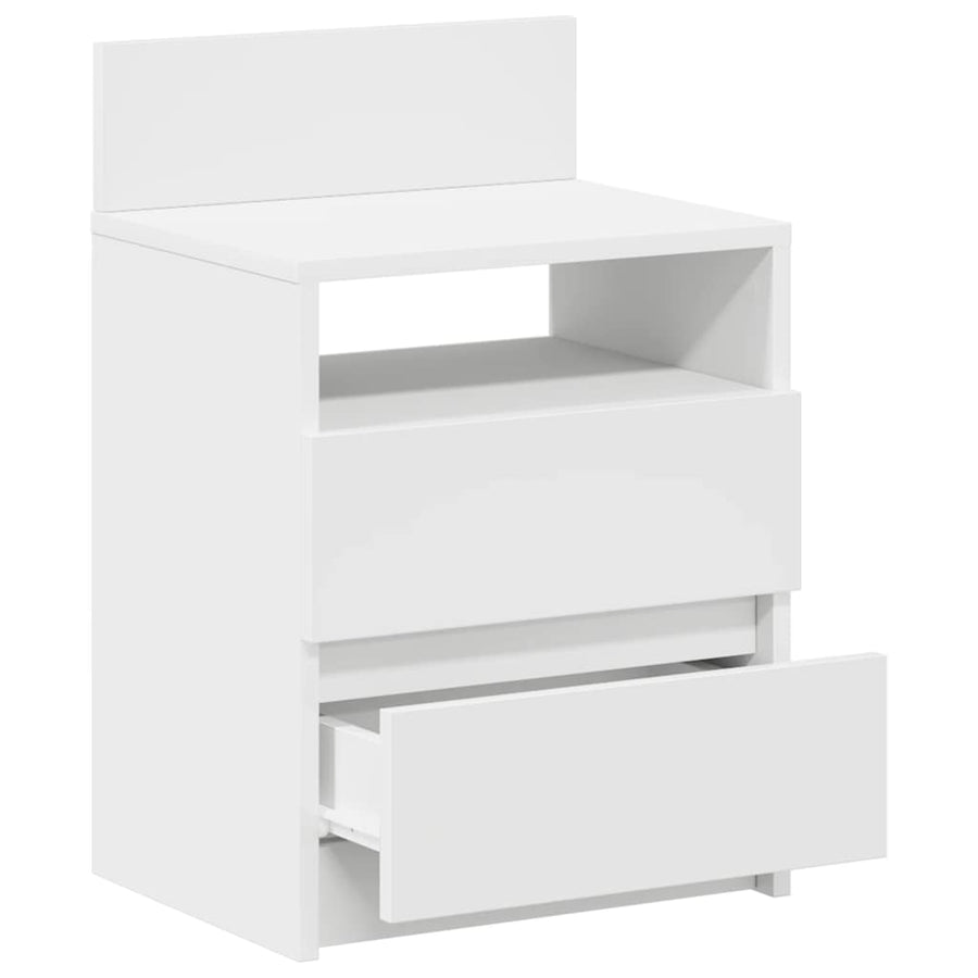 Nachtkastjes 2 st met 2 lades 40x33x60 cm wit