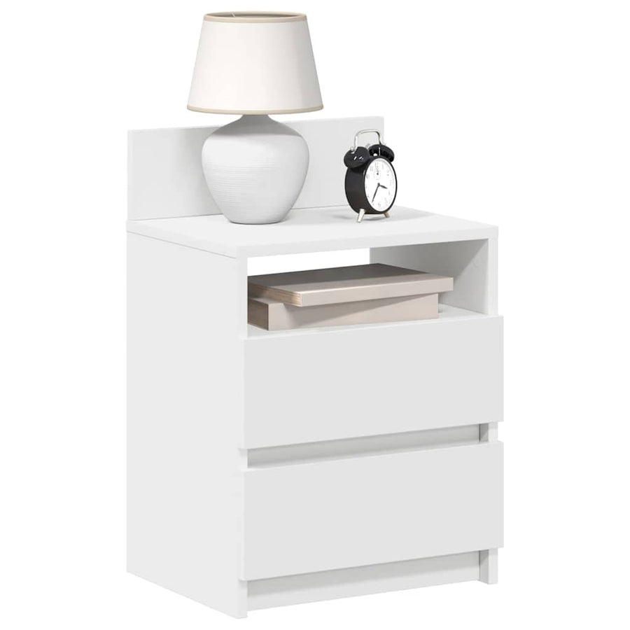 Nachtkastjes 2 st met 2 lades 40x33x60 cm wit