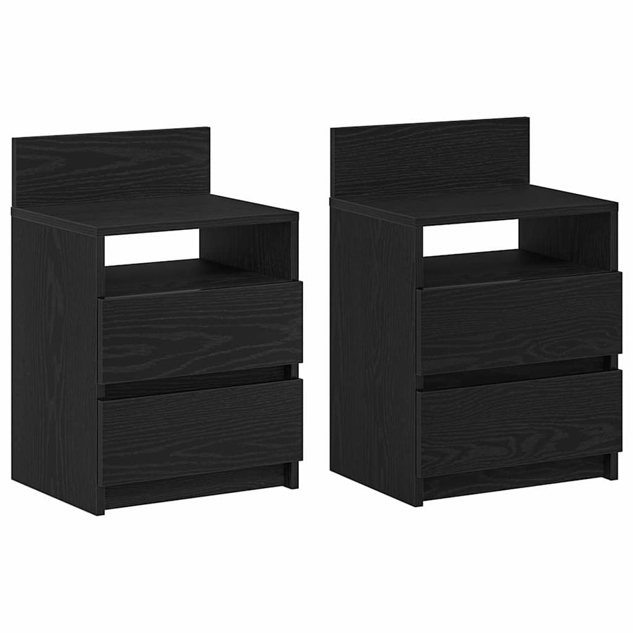 Nachtkastjes 2 st met 2 lades 40x33x60 cm zwart