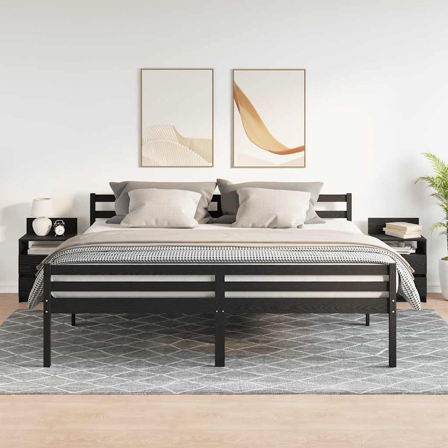Nachtkastjes 2 st met 2 lades 40x33x60 cm zwart