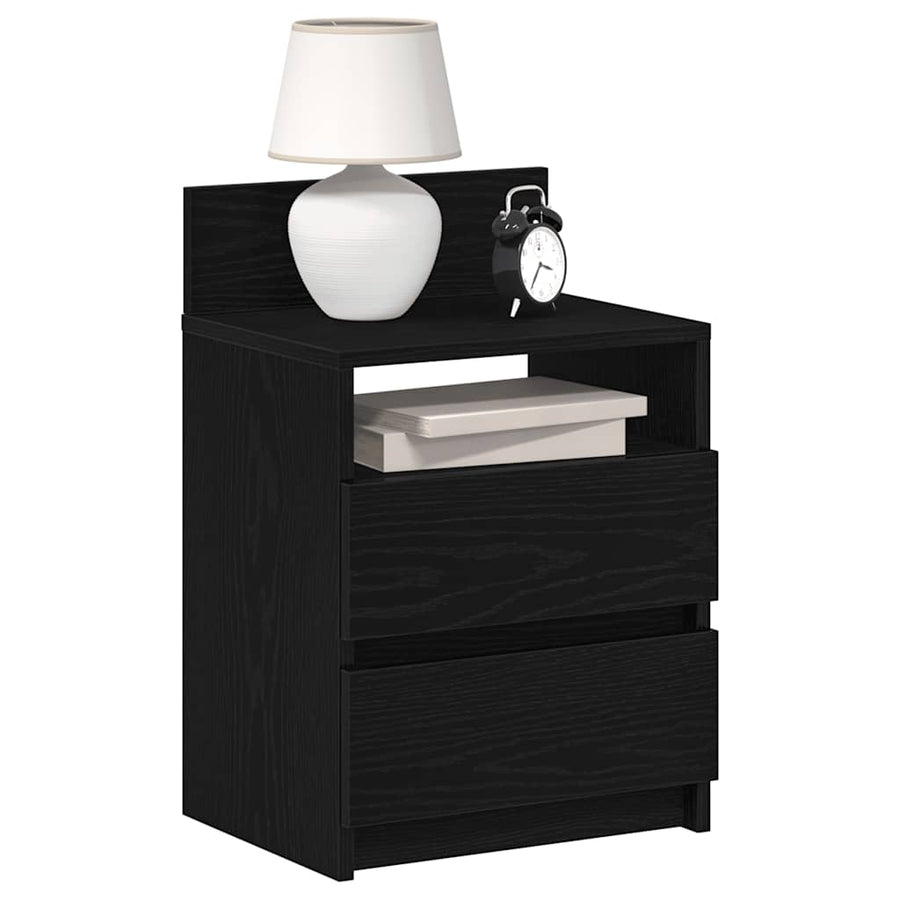 Nachtkastjes 2 st met 2 lades 40x33x60 cm zwart