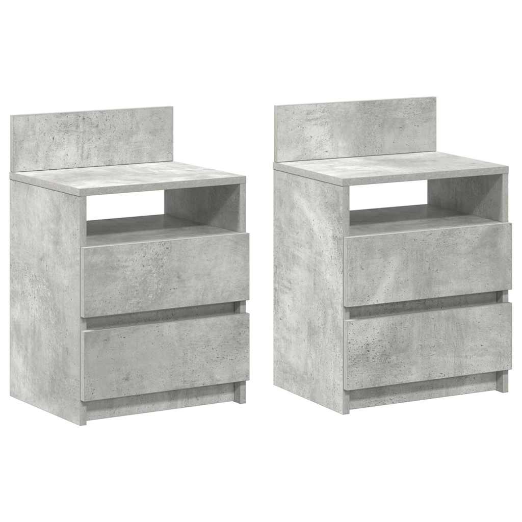 Nachtkastjes 2 st met 2 lades 40x33x60 cm betongrijs