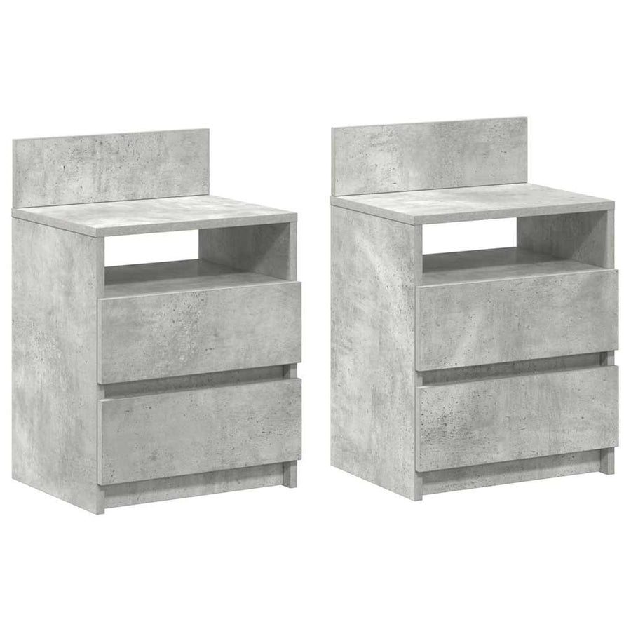 Nachtkastjes 2 st met 2 lades 40x33x60 cm betongrijs