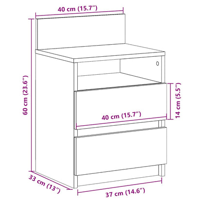 Nachtkastjes 2 st met 2 lades 40x33x60 cm betongrijs