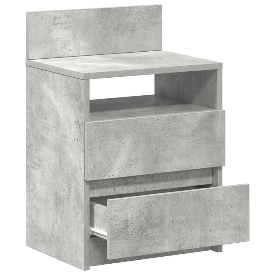 Nachtkastjes 2 st met 2 lades 40x33x60 cm betongrijs