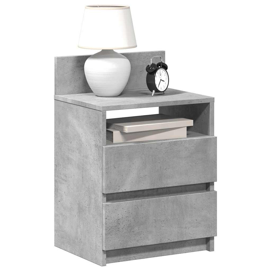 Nachtkastjes 2 st met 2 lades 40x33x60 cm betongrijs