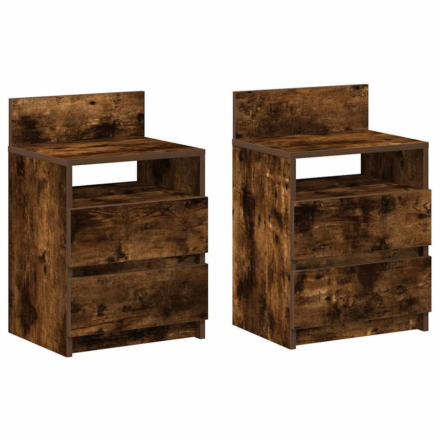 Nachtkastjes 2 st met 2 lades 40x33x60 cm gerookt eikenkleurig