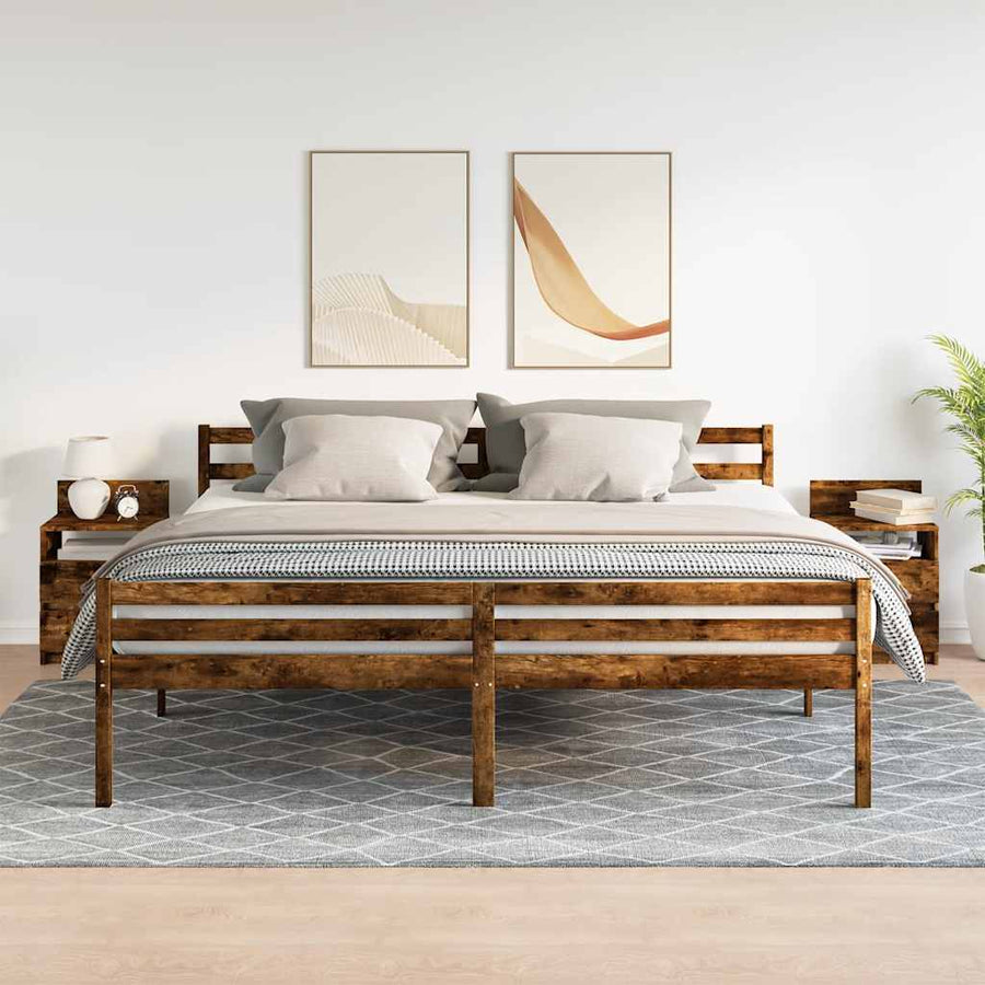 Nachtkastjes 2 st met 2 lades 40x33x60 cm gerookt eikenkleurig