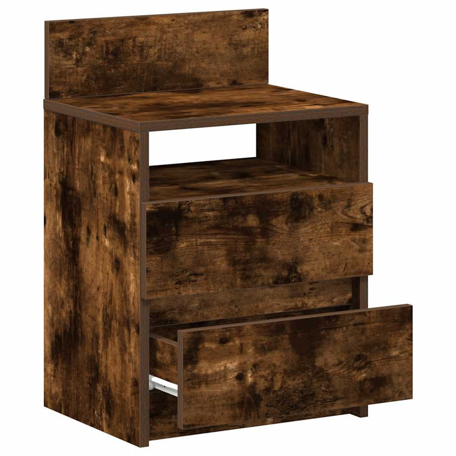 Nachtkastjes 2 st met 2 lades 40x33x60 cm gerookt eikenkleurig