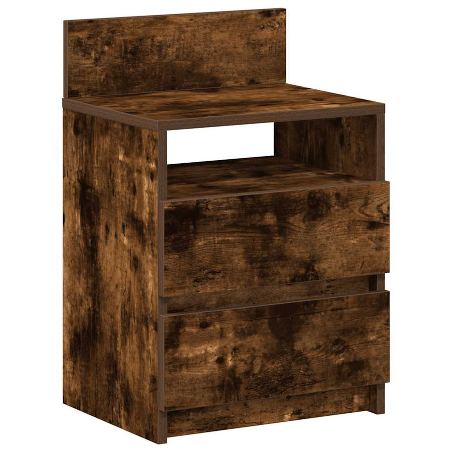Nachtkastjes 2 st met 2 lades 40x33x60 cm gerookt eikenkleurig
