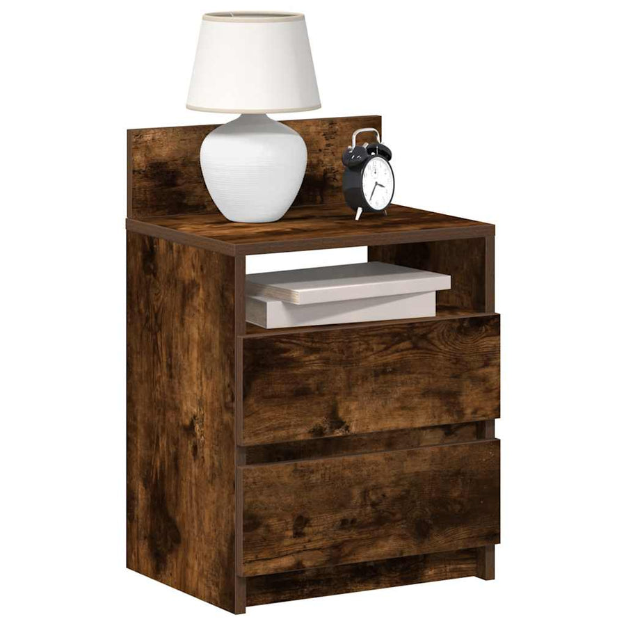Nachtkastjes 2 st met 2 lades 40x33x60 cm gerookt eikenkleurig