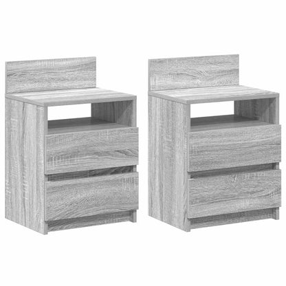 Nachtkastjes 2 st met 2 lades 40x33x60 cm grijs sonoma eiken